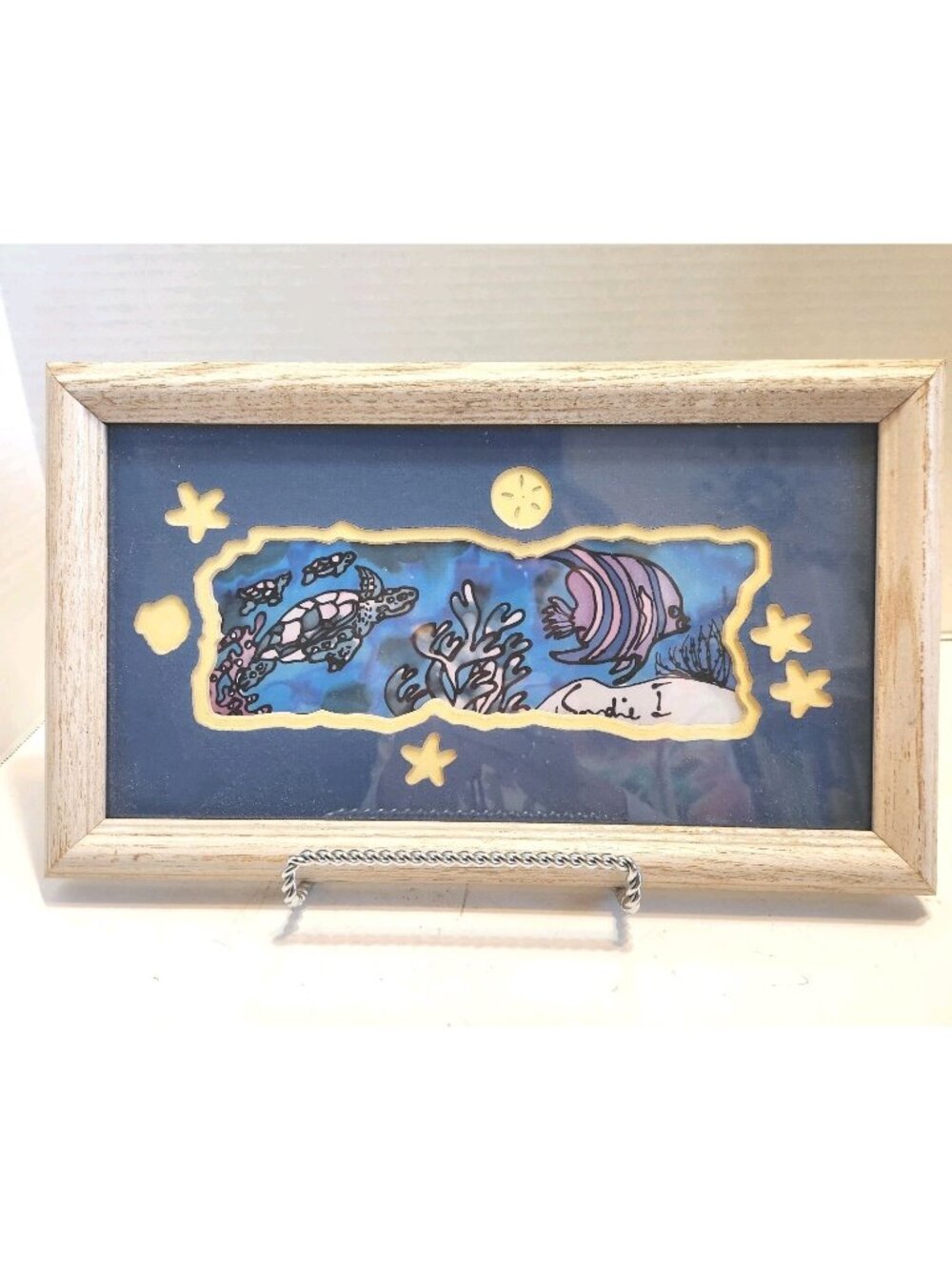 Watercolor Fish Painting Art Collectible Wood Frame 14.5”x 8.5” by Sandie Mexico